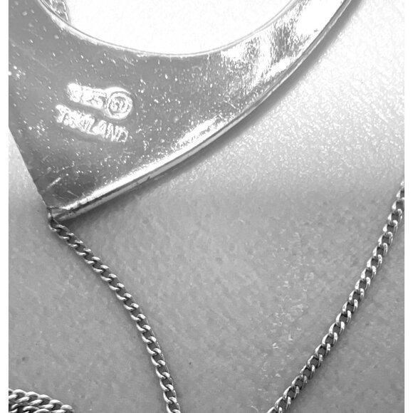 925 Sterling Silver Open Teardrop Pendant Necklace Thailand 5.82g 925 18" Chain - Picture 2 of 6